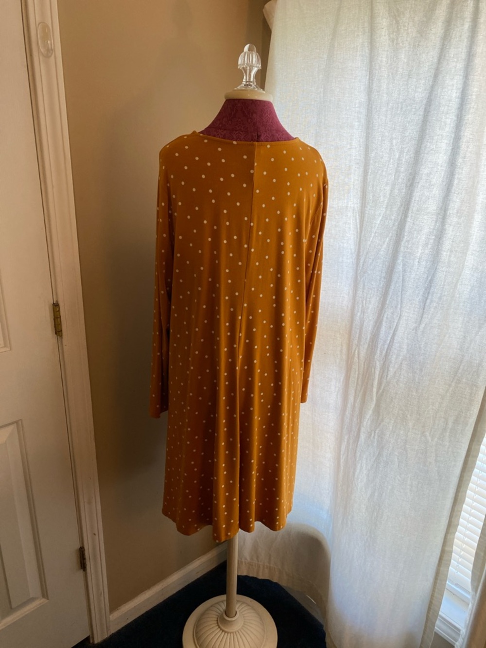 Old Navy Mustard Yellow Polka Dot Dress  Size XXL Soft Comfortable Career Wear - Picture 4 of 8